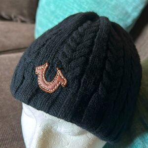 True religion beanie unisex leather logo